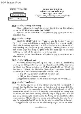 Đề thi thực hành bảng A - Khối tiểu học khóa ngày 26-01-2013
